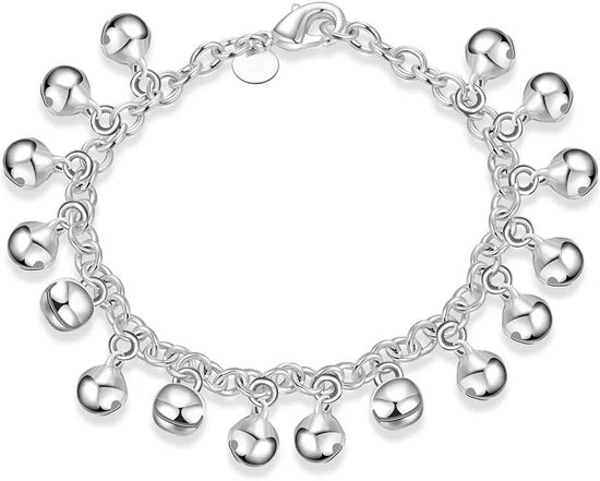 OSIRIDEH2 Bell Bracelet 925 Sterling Silver Bells Sounds Bead Chain Bracelet for Women Wedding Engagement Party Jewelry Jingling Bracelets bracelet