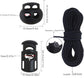 20pcs Plastic Cord Locks with 1/8-Inch 50ft Elastic Cord Heavy Stretch Round String, 10Pcs Sing-Hole, 10pcs Double-Hole Spring Toggle Stopper Slider Black (3mm-Black)
