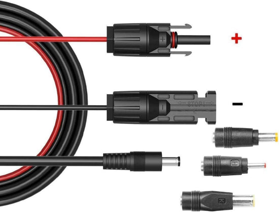 Solar Panel Connectors Compatible with M-C-4 Solar Connectors to DC Extension Cable 16AWG with DC 5.5mmx2.1mm, DC3.5x1.35mm,DC5.5x2.5mm and DC8mm Adapter for Portable Power Station Solar Generators