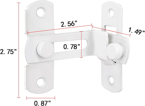4 Packs Flip Door Sliding Latches，White 90 Degree Stainless Steel Bar Gate Latches Safety Door Lock,Sliding Door Antique Lock Gate Latches Wine Cabinet Carbon Steel Closet Door Latches  White    White