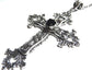 Large Gothic Cross Necklace silver-tone pendant with glass stone, on 24" steel chain…