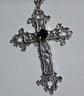 Large Gothic Cross Necklace silver-tone pendant with glass stone, on 24" steel chain…
