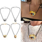Oval Bead Clavicle Chain Fashionable Geometric Pendant Necklace