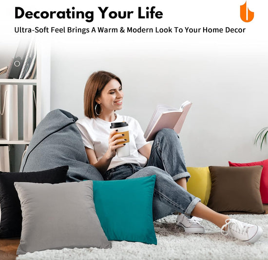 Not Fade Velvet Soft Solid Decorative Throw Pillow Covers Square Cushion Case for Sofa Bedroom Car 18 x 18 Inch 45 x 45 cm, Aqua Green