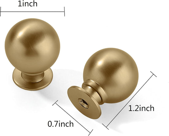 10 Pack 1 Inch Vintage Ball Champagne Bronze Cabinet Knobs Kitchen Cabinet Hardware Satin Brass Drawer Knobs Pulls for Drawers.  Champagne Bronze   Knob   Champagne Bronze   Knob