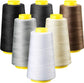 6 Rolls 3000 Yard Each Serger Thread Polyester Cones Spool Thread for Sewing Serger Overlock Quilting Sewing Machine (Black, White, Beige, Grey, Dark Grey, Coffee)  Black, White, Beige, Grey,