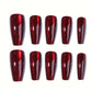 Red Press on Nails Coffin Shape Fake Nails Long False Nails with Cat Eye Design Glitter Glue on Nails for Women 24PCS 522 red 0.04 Fl Oz (Pack of 24)