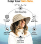 Fishing Hat UPF 50+ Wide Brim Sun Hat for Men and Women, Mens Bucket Hat with UV Protection for Hiking Beach Hats (Khaki