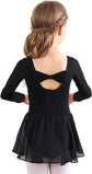 Black Ballet Dress for Girls with Long Sleeves Tulle Skirt Size 130 cm