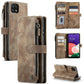 Compatible with Samsung Galaxy A22 5G Case Wallet with Magnetic Flip Zipper and Card Holder - Brown