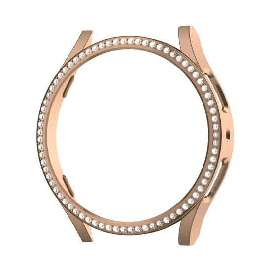 Diamond-Coated Rose Gold Case with PC Single Row Protection Compatible withSamsung Galaxy Watch 6 5 4 40mm