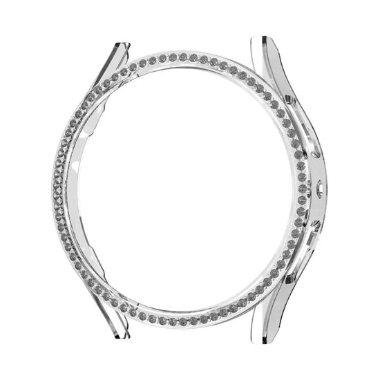 Compatible with Samsung Galaxy Watch 6 5 4 40mm 44mm Case PC Clear Bumper with Diamond Coating for Single Row Shiny Protection