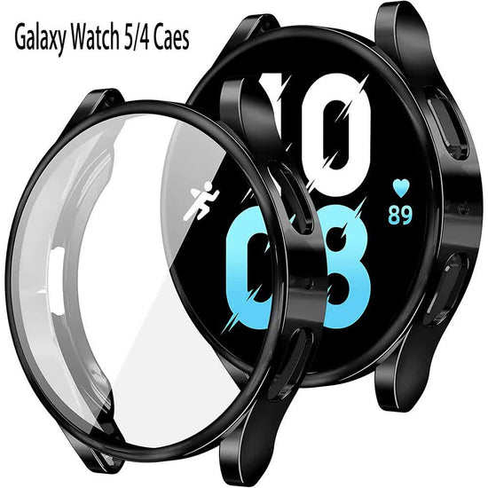 Compatible with Samsung Galaxy Watch 4 5 6 Screen Protector Case 40mm 44mm with Silicone TPU Bumper Black Galaxy Watch6 44mm
