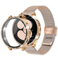 Stainless Steel Bracelet Compatible withSamsung Galaxy Watch 4 5 6 40mm 44mm Mesh Loop Bling Case Gold Set