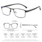 Anti-blue Light Myopia Glasses Ready-made Business Men Women Metal Square Glasses Diopter 0 -0.5 -1.0 -1.5 To -6.0 3