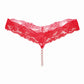 Sexy Lace Underwear Women Back Bow Panties Women G-String T-Back Thong Transparent Lingerie Cute With Beads KL107Pink One Size