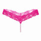 Sexy Lace Underwear Women Back Bow Panties Women G-String T-Back Thong Transparent Lingerie Cute With Beads KL107Pink One Size