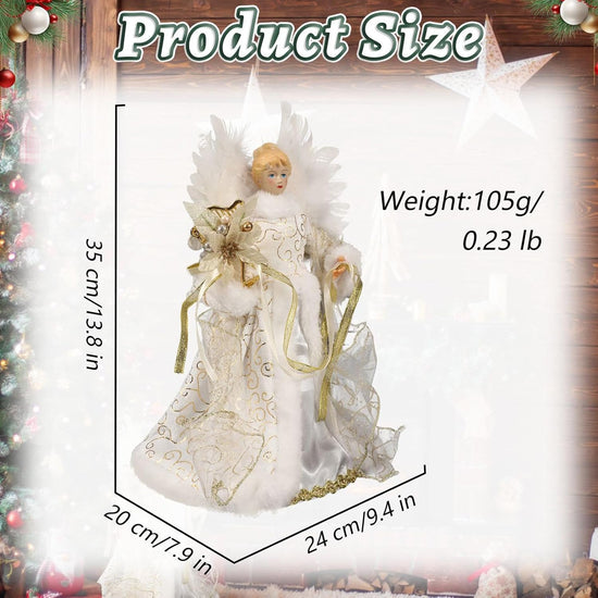 Christmas Tree Angel Tops with White Feather Wings Decorative Ornaments for Holiday Decor