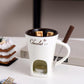 Tealight Fondue Set, Ceramic Melting Pot for Chocolate and Dessert Beige