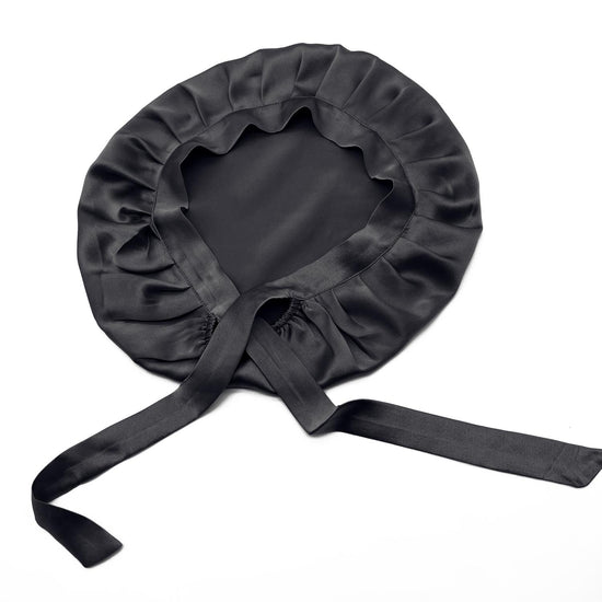 Sleeping Cap in Real Silk - Protects Hair While You Sleep black