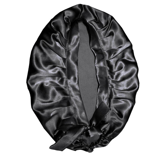 Sleeping Cap in Real Silk - Protects Hair While You Sleep black