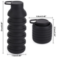 Collapsible Water Bottles, Reusable Water Bottle with Buckle, 600ml Silicone Leakproof Portable Bottle for Gym Camping Hiking Sports Outdoors, Travel Essentials for Flying Cruise Ship, Black