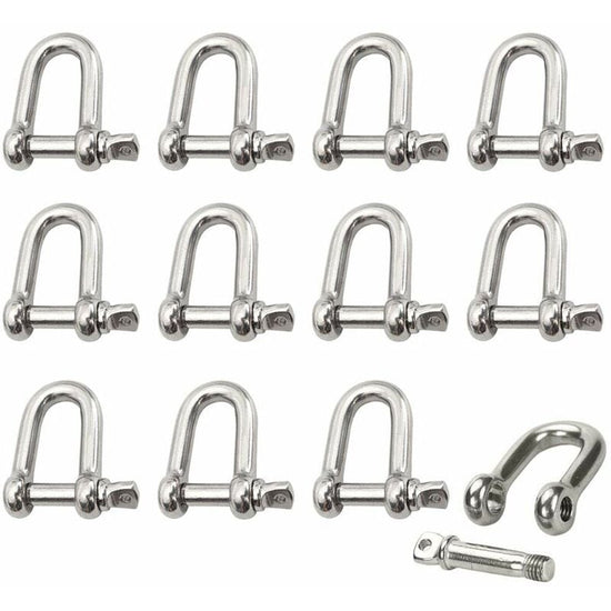Stainless Steel Shackle 12 pcs M4 Stainless Steel Shackle Lifting Shackle Chain D Ring Shackle Pin Screw Buckle