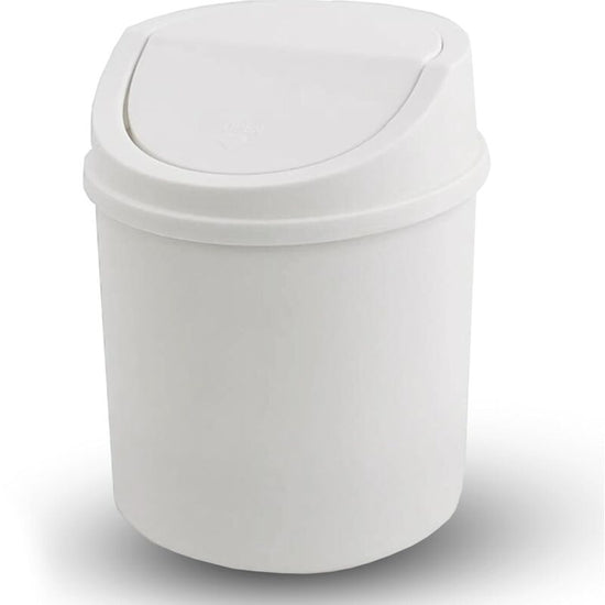 Mini Trash Can With Lid, Tabletop Trash Can, Small Plastic Trash Can, White