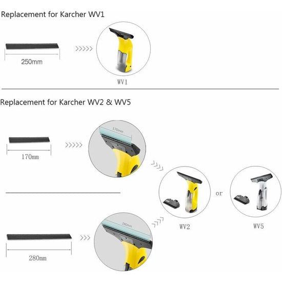 2 pcs 280Mm Window Vacuum Cleaner Replacement Window Cleaning Blades Rubber Squeegee Accessory Refill Replacement For