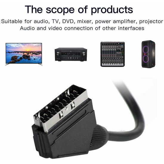 1.5M Scart To 3Rca Male Cable, Scart Male To Rca Male Switchable Audio Video Av Cable Adapter Converter Audio Video For