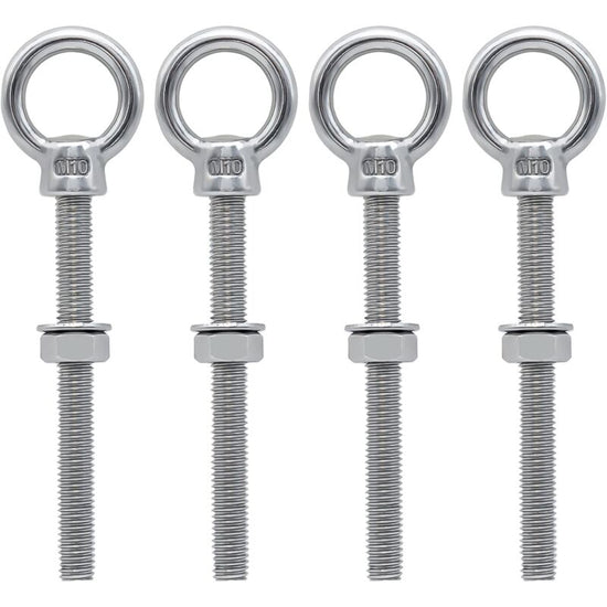 Eye Bolts M10 X 100Mm Stainless Steel Metric Thread M10 Eye Bolts For Fixing And Hanging, 4 pcs