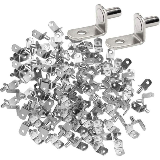 50 pcs 6Mm Nickel Plated Metal Shelf Support Pegs L Shape Corner Brace Bracket For Wood Or Glass Shelf For Furniture