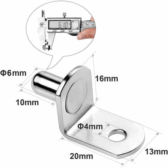 50 pcs 6Mm Nickel Plated Metal Shelf Support Pegs L Shape Corner Brace Bracket For Wood Or Glass Shelf For Furniture