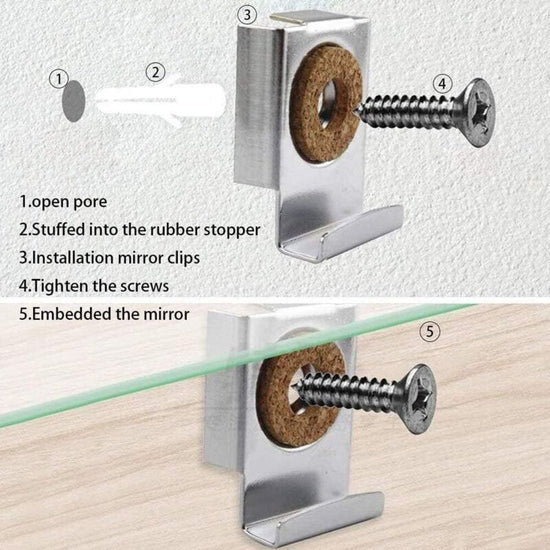 Wall Mount Mirror Bracket, Mirror Holders, Adjustable Wall Mount Mirror Clip Mirror Clamp, For Wall Mirror For