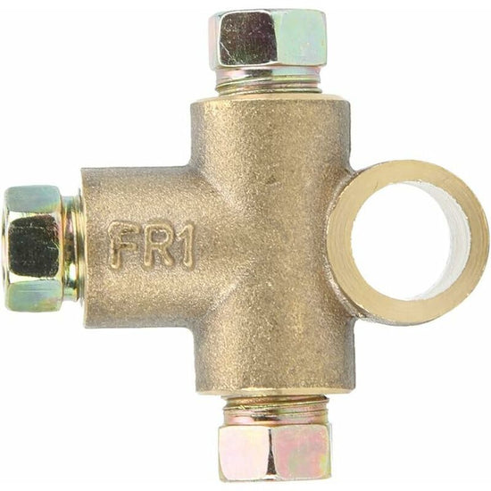 Brake Line Tee Pipe Connector T Shape 3 Way Adapter With 3 Male Nuts Short Union M10 3/16 Inch 10Mm Hose+3 Way Brake