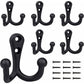 6 Pieces Retro Coat Hooks Double Metal Hooks Black Retro Coat Hooks For Coat Rack Bathroom Kitchen