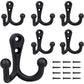 6 Pieces Retro Coat Hooks Double Metal Hooks Black Retro Coat Hooks For Coat Rack Bathroom Kitchen