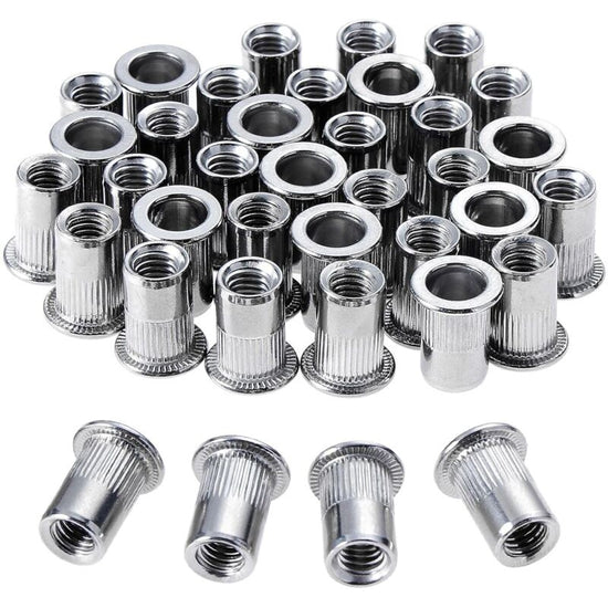 100 pcs M6 Stainless Steel Rivet Nuts Flat Thread Rivet Nuts