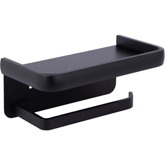 Wall Mounted Toilet Paper Holder Aluminum ROll Holder Toilet Paper Holder With Storage Shelf Black