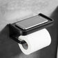 Wall Mounted Toilet Paper Holder Aluminum ROll Holder Toilet Paper Holder With Storage Shelf Black