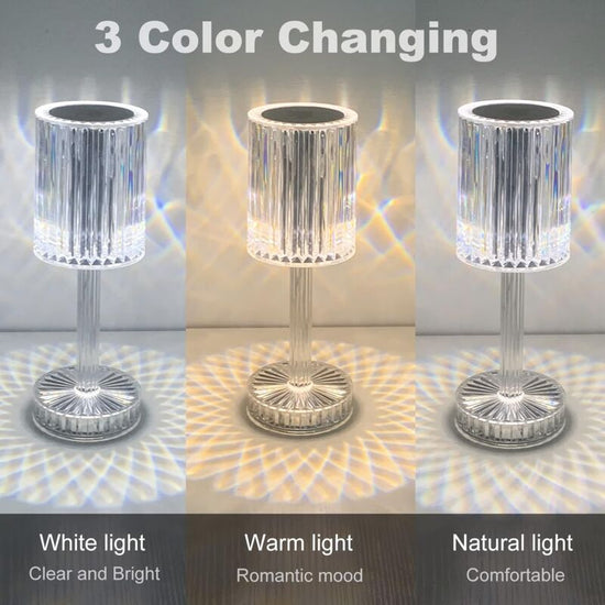 Crystal LED Table Lamp, Rechargeable Cordless Table Lamp, Touch Dimming LED Bedside Lamp For Living ROom Hotel Bedroom