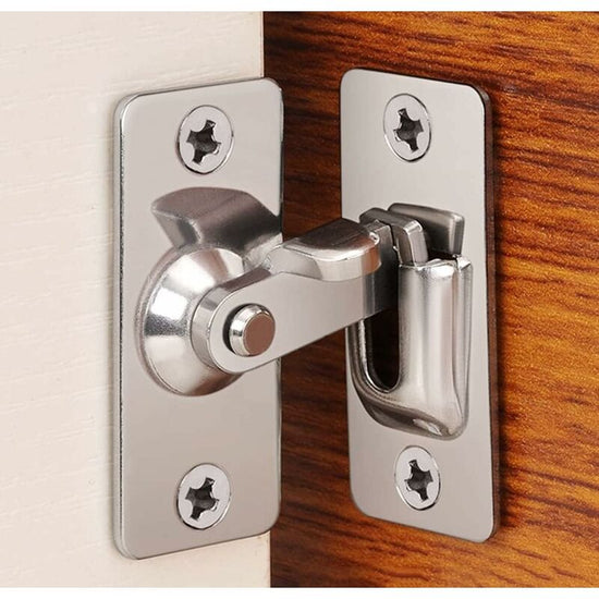 90 Degree Right Angle Stainless Steel Door Lock, Used For Wooden Fences, Doors And Windows, Sliding Doors (Silver)