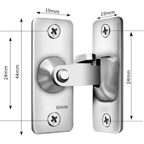 90 Degree Right Angle Stainless Steel Door Lock, Used For Wooden Fences, Doors And Windows, Sliding Doors (Silver)