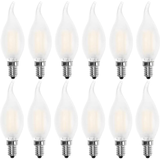 LED Bulb E14 Flame, Candle Shape, Warm White 2700K, 4W Incandescent Equivalent 40W, 400Lm, Pack Of 12 [Energy Class A+]