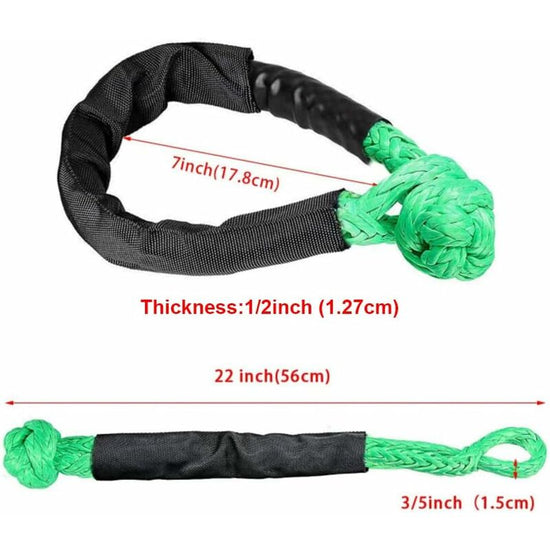 2 pcs Soft Shackle Tow ROpes For Truck Atv Marine, One-Piece Outdoor Recovery Straps, Red