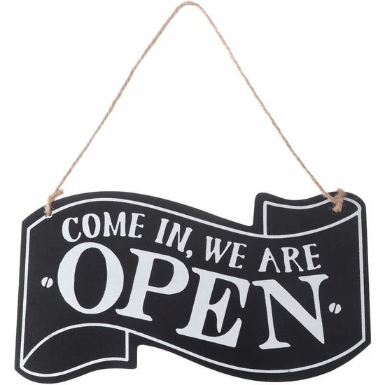 Two-Sided Open And Closed Wooden Sign With ROpe For Hanging Vintage Sign (Black)