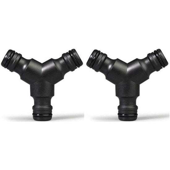 Plastic Snap On Hose Splitter (3 Way) Y Male Garden Hose Connector Y-Connector 2 Pack