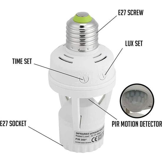 Pir Motion Sensor Light Bulbs With E27 Base For Indoor Use With Time And Light Setting