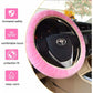 3 pcs Car Steering Wheel Cover Anti-Slip Elastic Pink Plush Universal Car Steering Wheel Cover With Handbrake And Gear