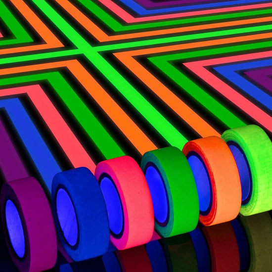Neon Gaffer Tape 6 Colors, Uv Blacklight Glow In The DArk Fluorescent Tape For Uv Party (0.6 Inch X 16.5 Feet)